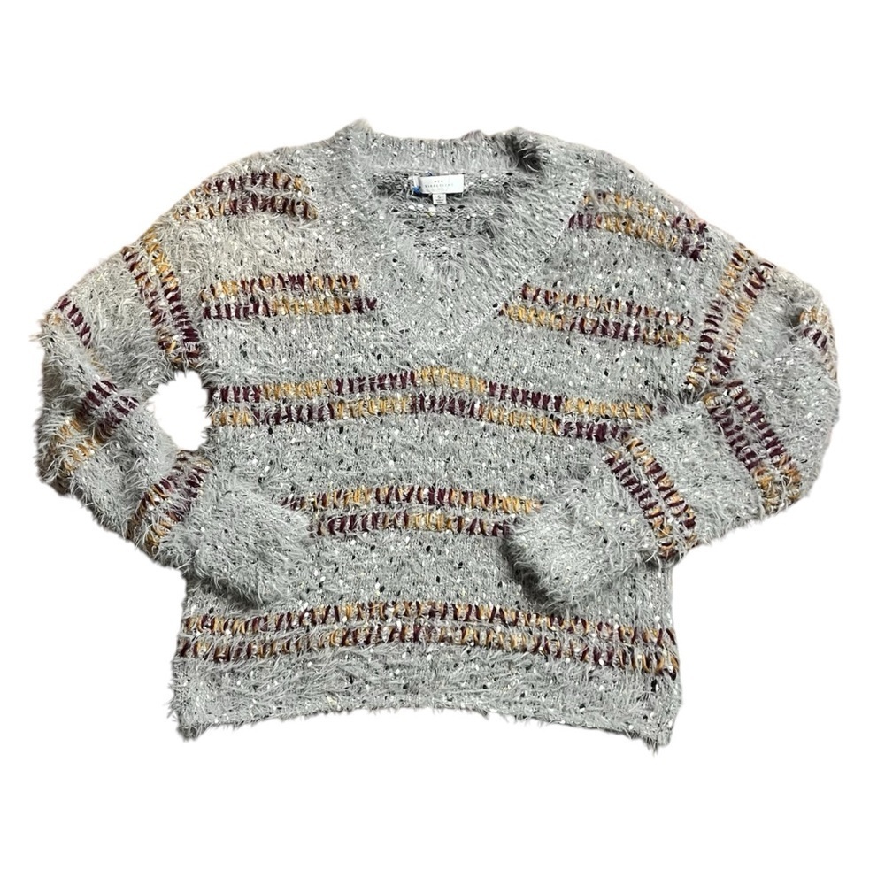 New Directions Women’s Drop Shoulder V-Neck Eyelash Sweater, Small
